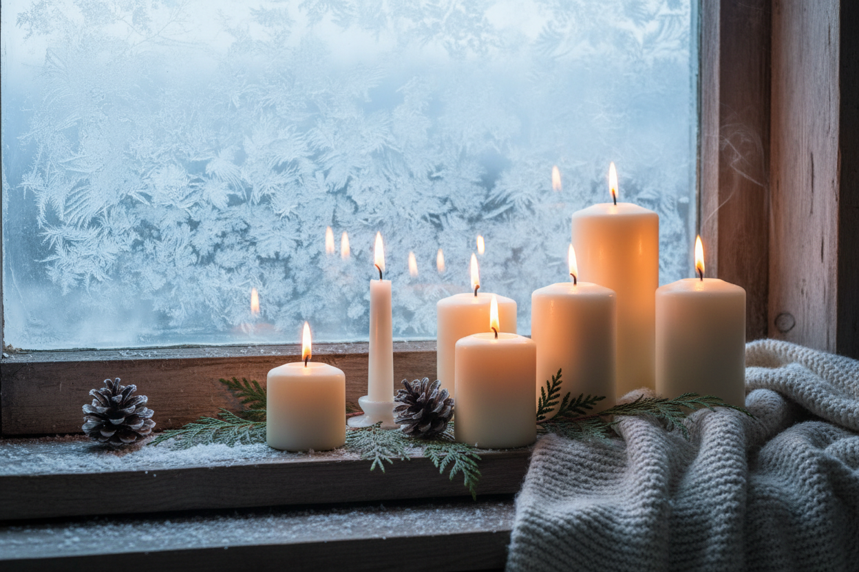 candles in winter light 